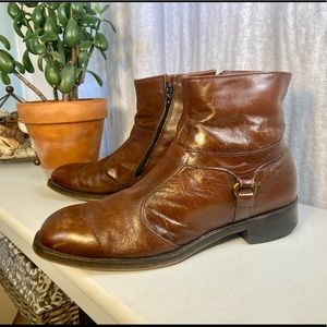 Vintage 1970s Mens Nutmeg Leather Beatle Boots Size 10